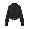 Women's European Style V-neck Halter Patchwork Long Sleeve Shirt, Autumn 2025