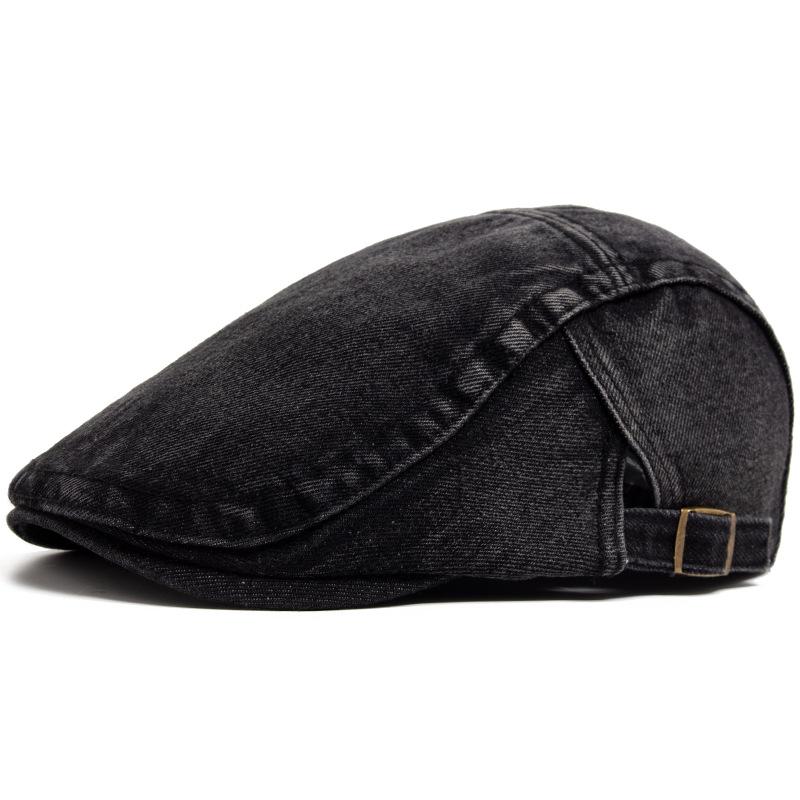 Spring Hot Sale Vintage Simple Washed Denim Berets Hat Unisex Summer Peaked Flat Cap Artist Duckbill Hat Herringbone Newsboy Cap