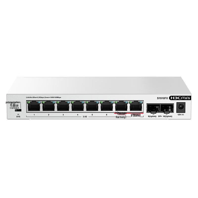 H3C S1510FX 2.5G 8-Port Switch with 2 10G Fiber Ports