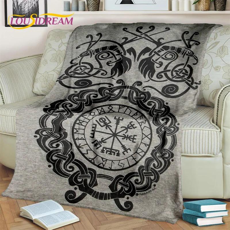 Wikinger-Decke mit nordischer Mythologie, Fenrir-Krähe, Flanell-Überwurf, Decke für Zuhause, Schlafzimmer, Bett, Sofa, Picknick, Büro, Wandern, Freizeit, Nickerchen, Geschenk