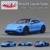 1/36 Porsche Taycan Turbo S Toy Car Model MSZ Diecast Metal Miniature Pull Back Sound & Light Collection Goft For Children Boy