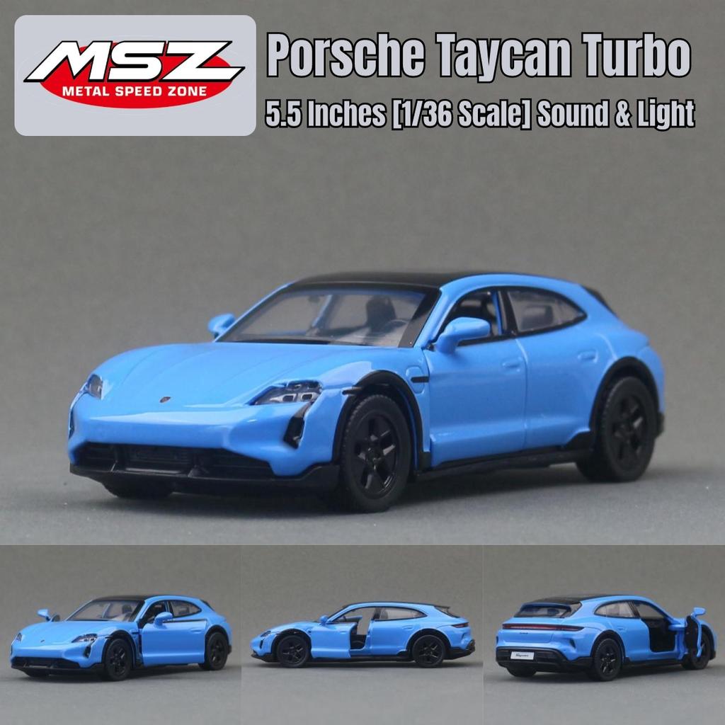 1/36 Porsche Taycan Turbo S Toy Car Model MSZ Diecast Metal Miniature Pull Back Sound & Light Collection Goft For Children Boy