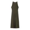 Western Style 2024 Summer New Women clothes Linen Blend Twisted Armhole Midi Dress 0387071
