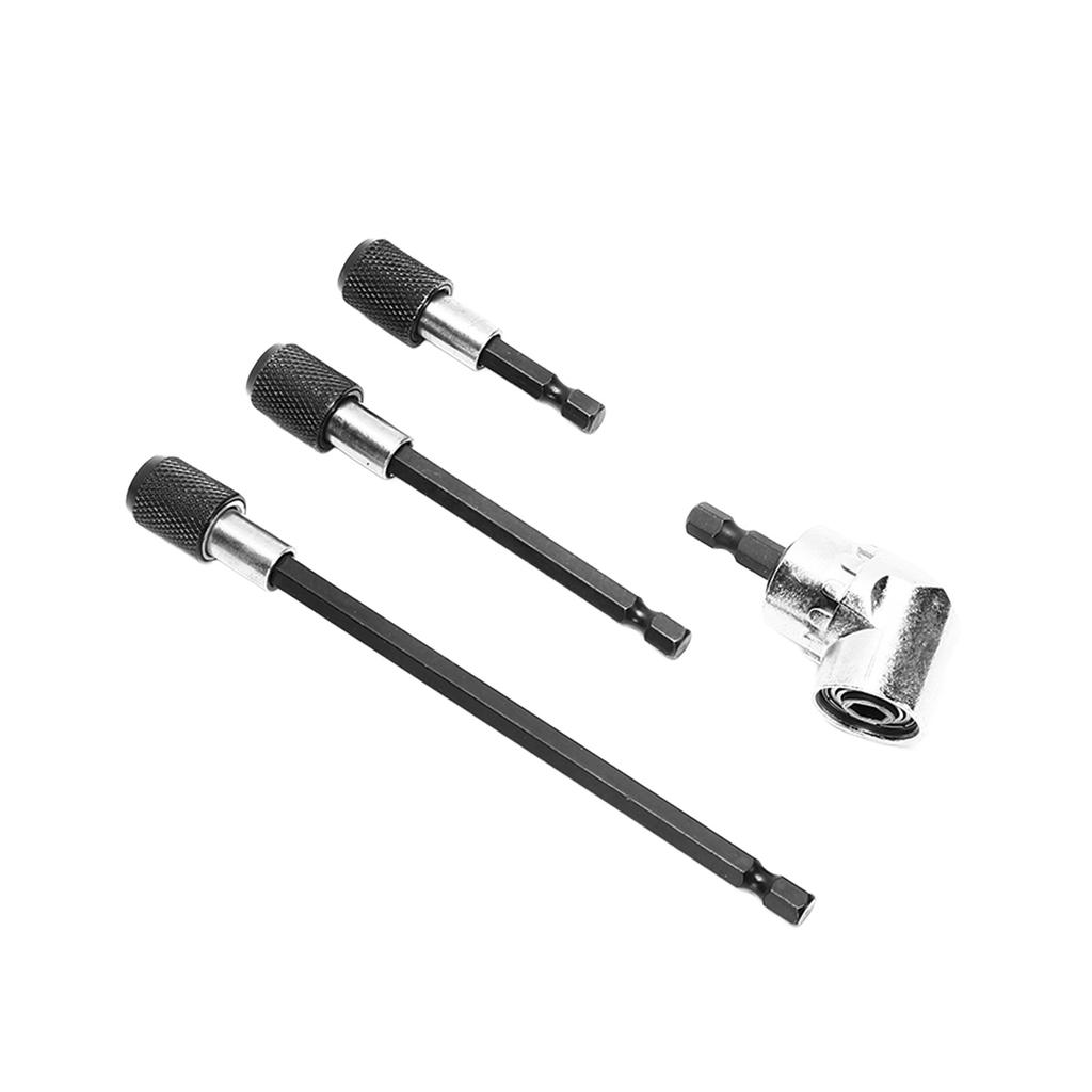 4Pcs Drill Bit Extension Magnetic 14in Hex Shank 105 degrees  Adjustable Adapter Tool Set Kit