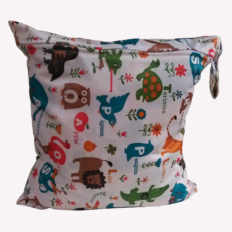 Baby Cartoon Print Diaper Bag With Zipper And Polyester Storage For New Parents