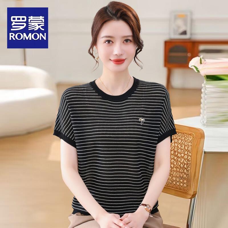 Romon Women s Striped Short Sleeve T-Shirt XL