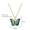 1pcs Gold Butterfly Series Copper Encrusted Zircon Pendant Titanium Steel Chain Simple And Elegant Necklace