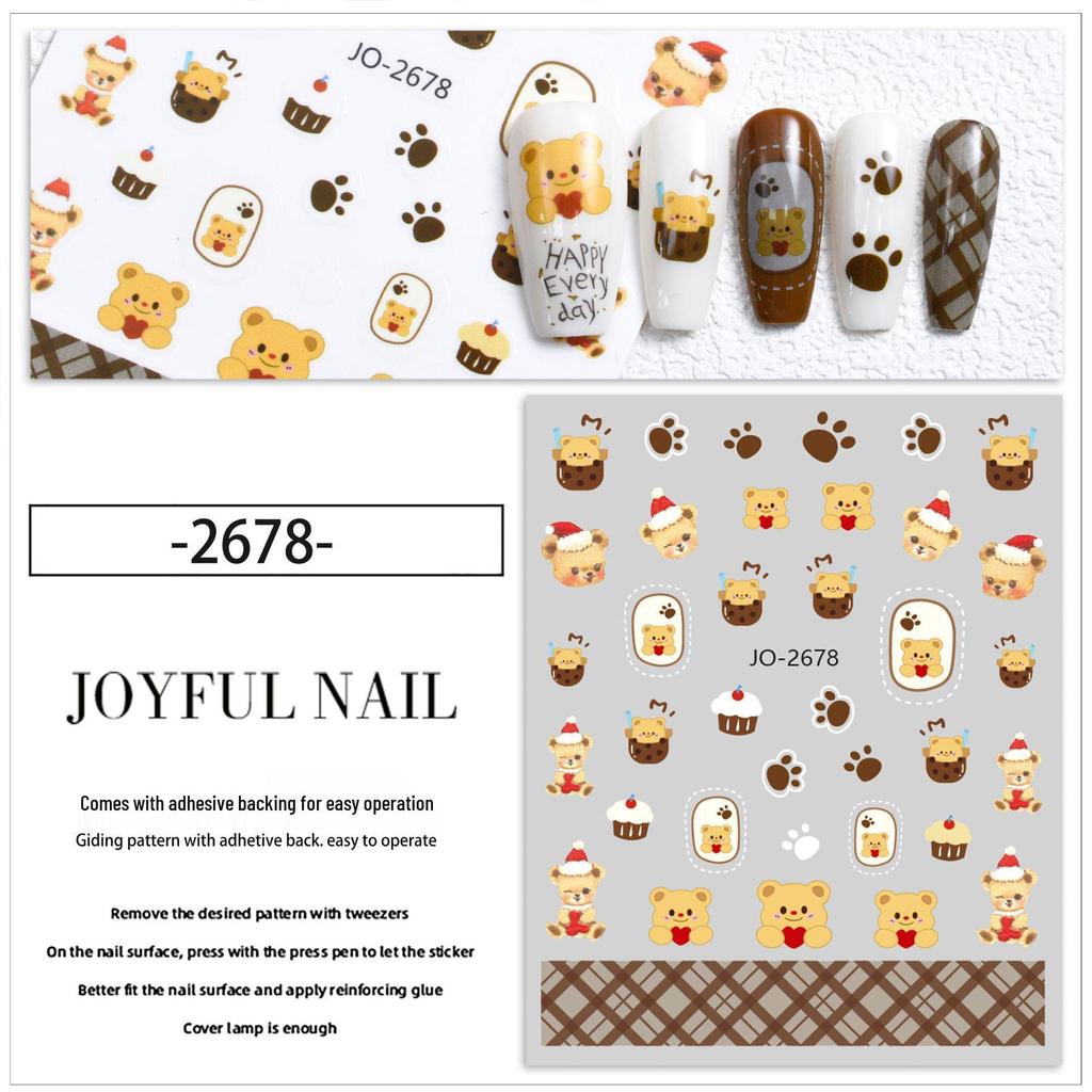 Cute Bowknot & Bear Hand-Painted Nail Stickers