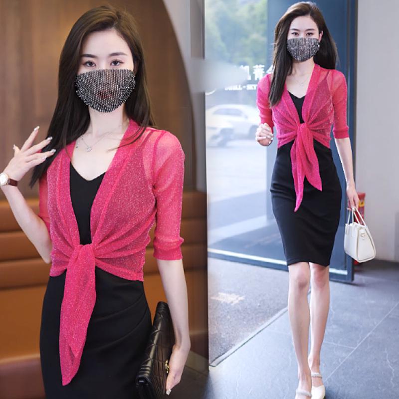 Women's Summer Gold & Silver Lace Cardigan Shawl - Sun Protection Cape