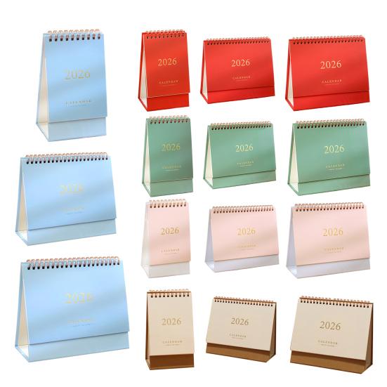 2026 Desk Calendar JAN 2026 - DEC 2026 Standing Flip Desktop Calendar 12 Months Planner with Twin-Wire Binding for Home Office School