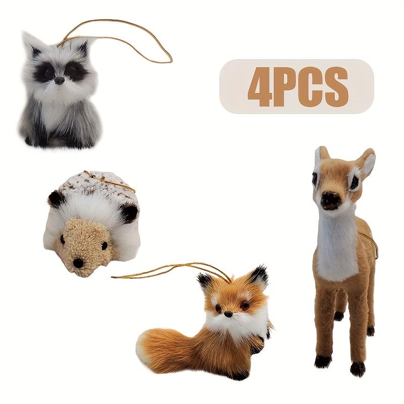 

4pcs Plush Lifelike Animal Ornaments Set Fox Hedgehog Deer Raccoon Mini Toy Pendants Christmas Hanging Ornaments Decoration 2026