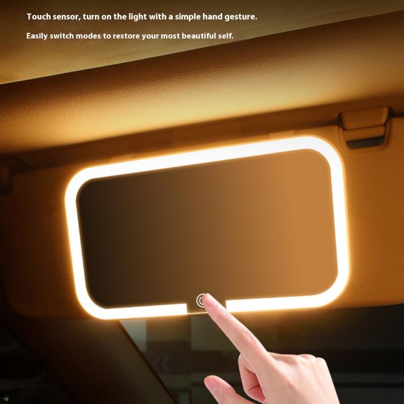 1 Stück Sonnenblende Platte LED HD Make-up Spiegel Auto Innenspiegel für Mädchen Wiederaufladbar Fülllicht Universell Dünner Schminkspiegel