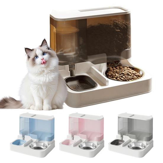 Automatic Cat Feeder 2-in-1 Pet Food Feeder And Water Dispenser with Stainless Steel Bowl for Small Medium Cats And Dogs