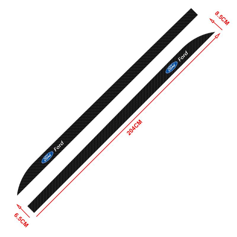 2pcs Car Door Side Skirt Sill Stripe Carbon 3D Sticker Decals For Ford Focus Mondeo Kuga Fiesta MK7 Escort Explorer Edge 2 4 MK2 MK4