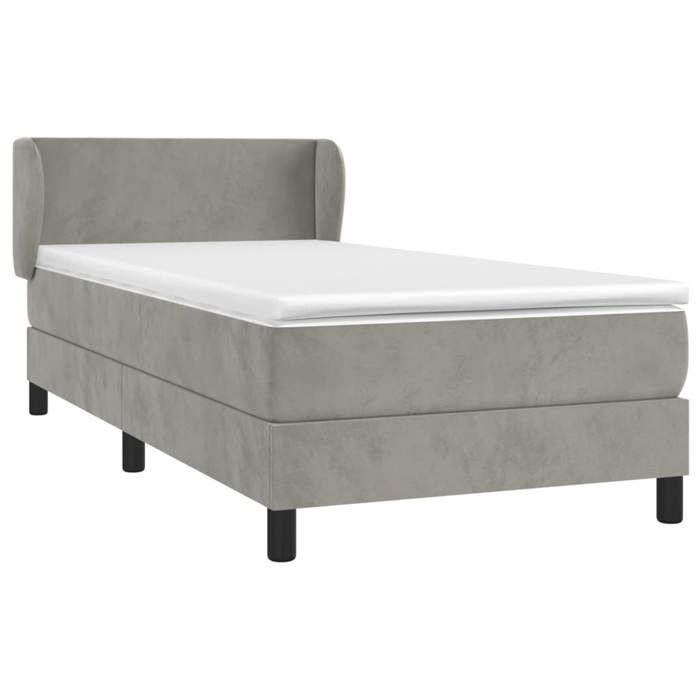 Maison Exclusive - Sommier à lattes de lit et matelas Gris clair 90x200 cm Velours