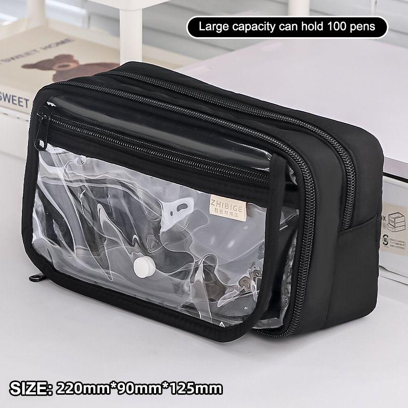 Large Capacity Pencil Bag Simple Stationery Storage Bag Children Pen Case Transparent Pencil Case Students School Supplies