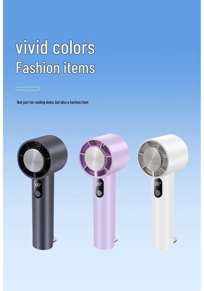 Handheld High-Speed USB Rechargeable Fan with Digital Display & 100-Speed Adjustment