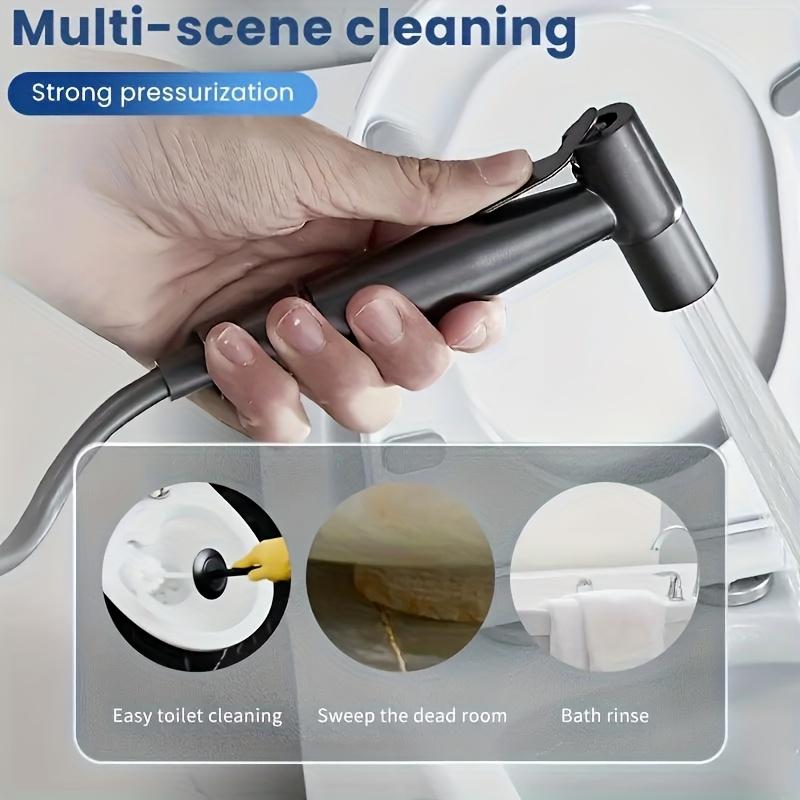 1 Set Wall-Mounted Handheld Bidet Kit, with Stainless Steel Spray Gun, Telescopic Telephone Tube, and Bracket, for Hygienic Toilet Training