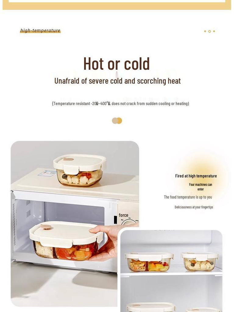 Xilekou Microwave-Safe Glass Lunch and Bento Box for Office & Takeaway