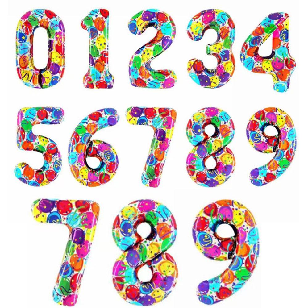 

40-дюймовый цветной цифровой воздушный шар для дня рождения, юбилея, вечеринки, украшения комнаты, большой воздушный шар из алюминиевой фольги, макет сцены активности 40 inche 1