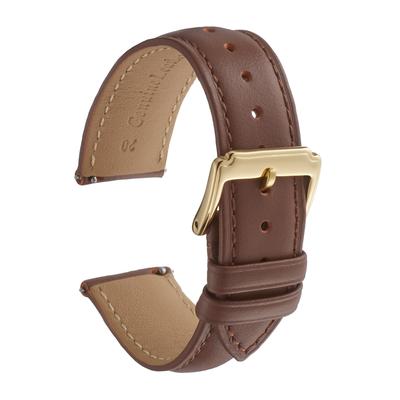 Calum Uhrenarmband, echtes Leder, glattes Leder, Schnellverschluss, für Uhren und Smartwatches, 12 mm, 24 mm, Braun x Gold - (19 mm, Schnalle)