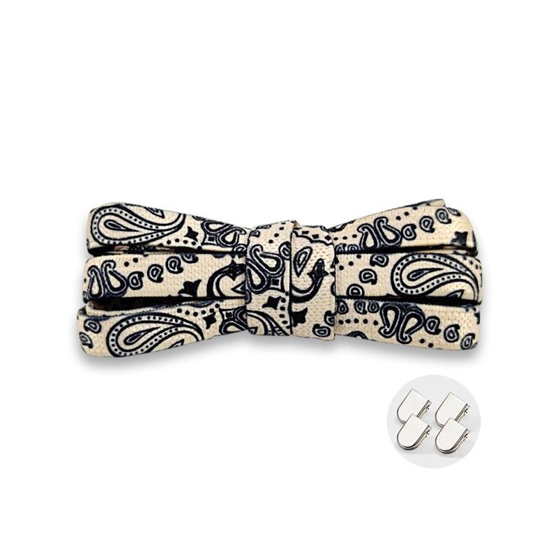 New Cashew Flower Elastic Laces Sneakers Kids Adult 8MM Flat Shoelace Without Ties AF1/AJ No Tie Shoelaces for Shoes Accessories