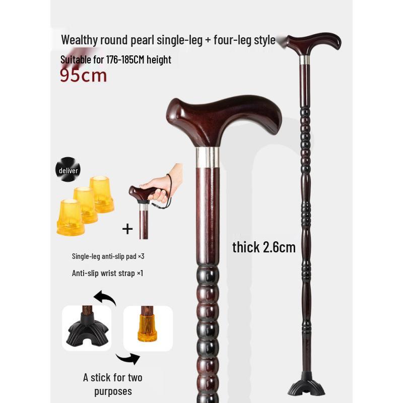 Älterer Drachenkopf Vierbeiniger Holzspazierstock, Rutschfeste & Leichte Krücke