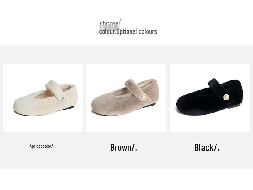 2025 Winter Girls' Furry Shoes: V-Neck Cotton Clogs with Fleece Lining, Soft Sole Moccasins, Warm Korean Style for Outdoor Wear