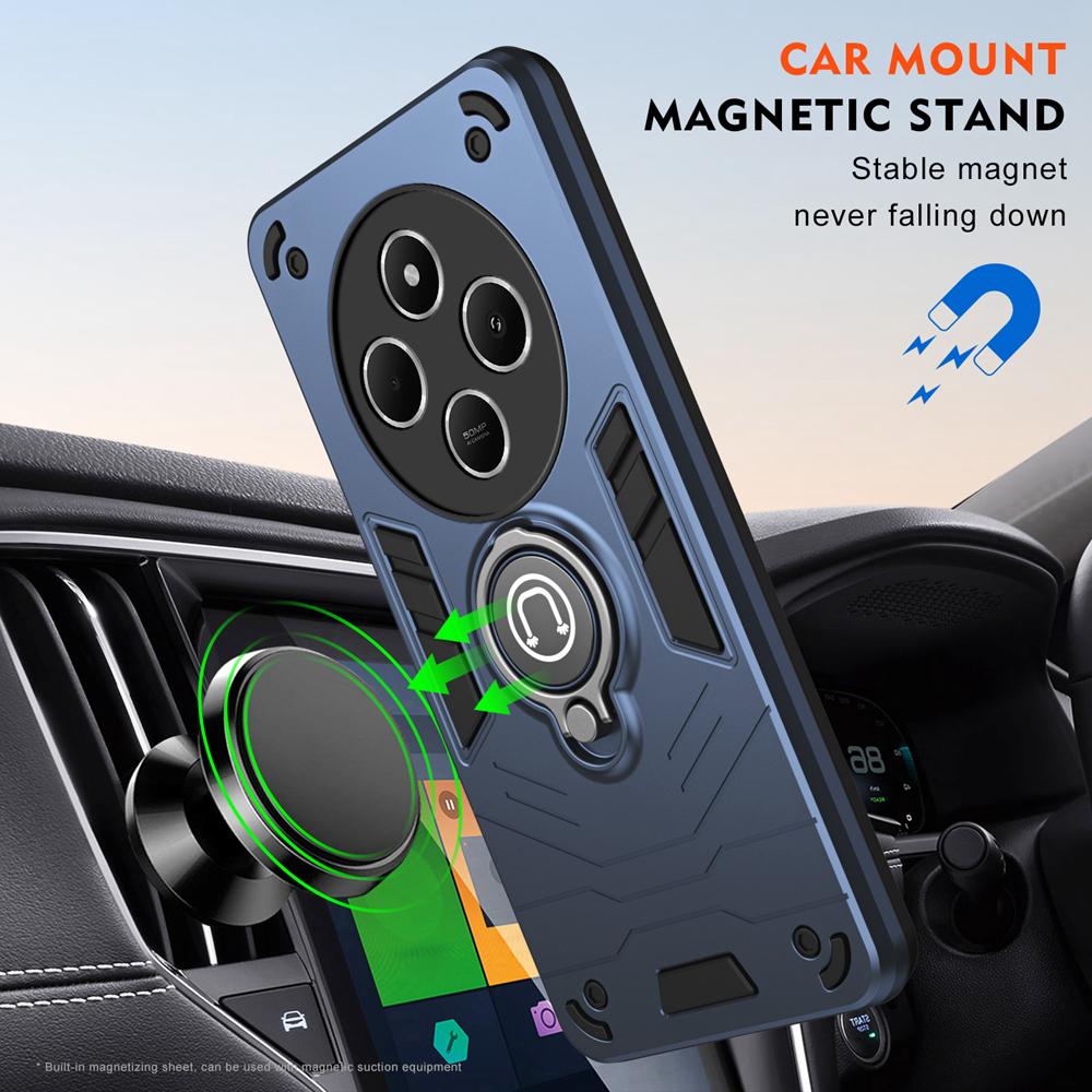 KEYSION Shockproof Armor Case for Xiaomi POCO C75 Soft Silicone+PC Camera Protection Ring Stand Phone Back Cover for POCO C75