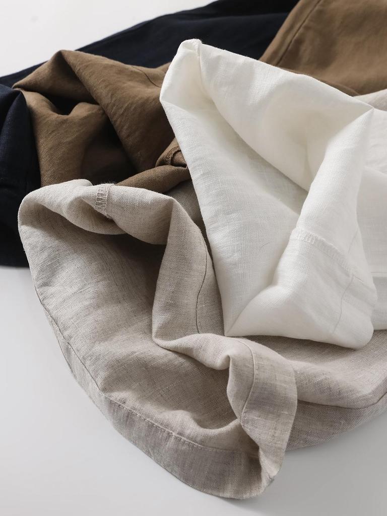 Women's Pure Linen Wide-Leg Pants - White, Summer Style, Loose Fit, High-End, Relaxed Feel
