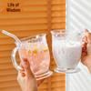 Floral Bow Large Capacity Glass Cup with Handle