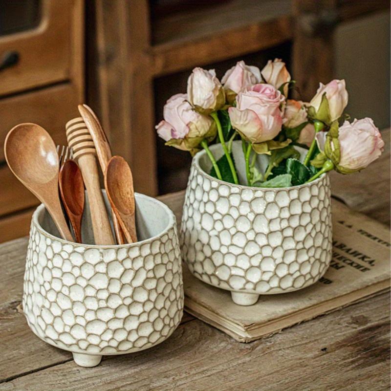 Zabawny ceramiczny pojemnik do przechowywania w kształcie szyszki na trzech nogach - Rurka na narzędzia kuchenne, Słoik ozdobny, Prezent świąteczny, Wytrzymały materiał ceramiczny