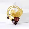 Creative Alloy Rhinestone Leaf Wreath Brooch Niche Versatile Women'S Dress Suit Corsage Jewelry Pin