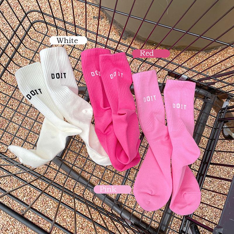 2 Pairs Sports Socks Cotton Mid-calf Yoga Socks Solid Striped Breathable Anti-slip Indoor Fitness Socks Gym Dance Pilates Socks