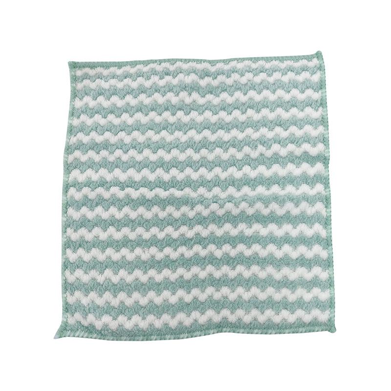 Korallfleece gestreifte Geschirrtücher Küche verdickt Wasseraufnahme verliert keine Haare Spültuch Haushaltsreinigung Scheuertuch