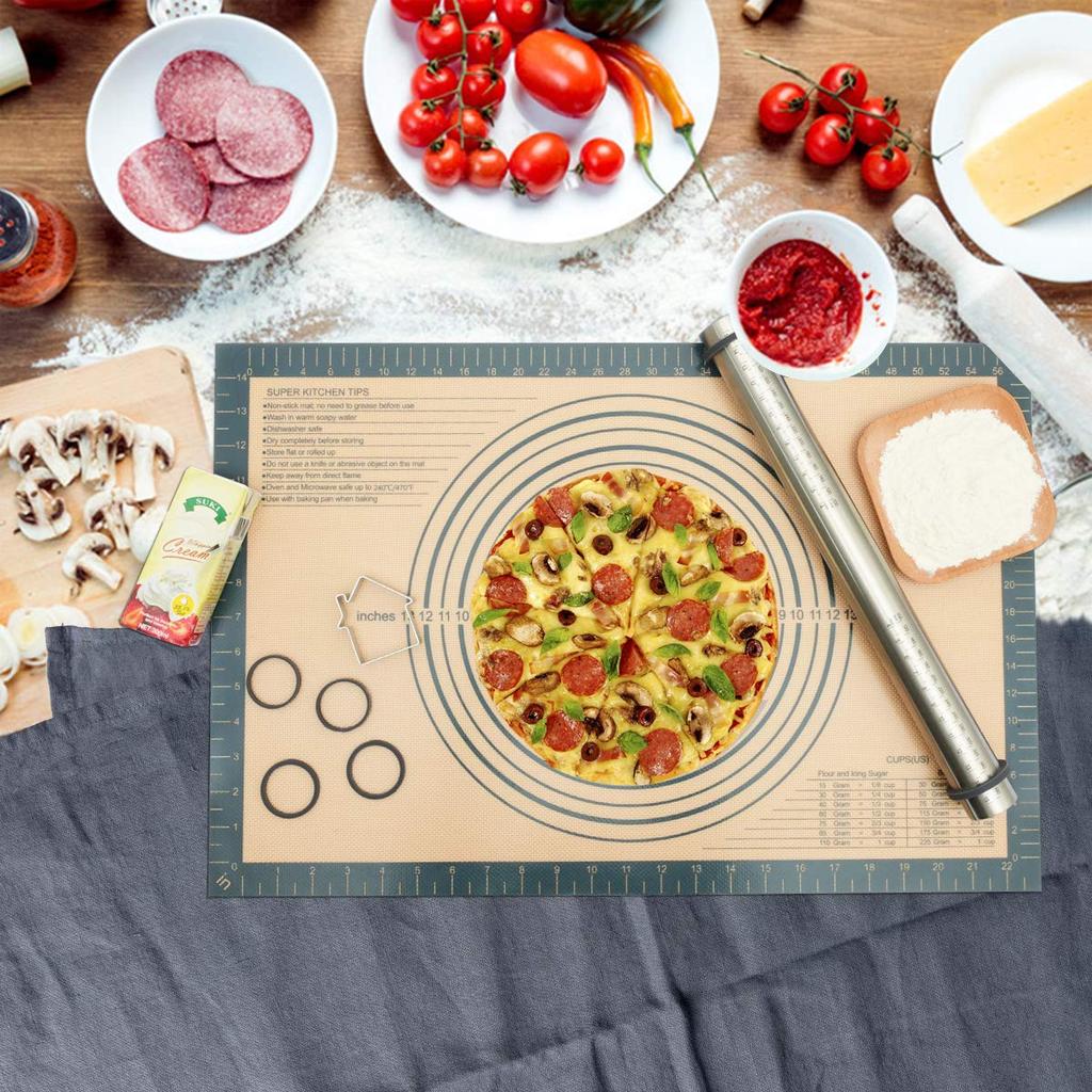 Large Cooking Sheet Food Grade Silicone Confectionery Mat with Scales 60 X 40cm Kitchen Baking Mat Heat Resistant Countertop Protection Mat