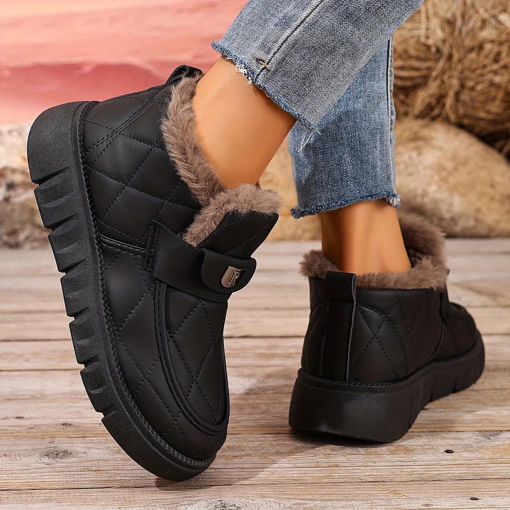 [Versatile Outdoor Casual] Warm Plush Snow Boots | Autumn Winter Thick Slip-On | Block Heel Round Toe for Hiking