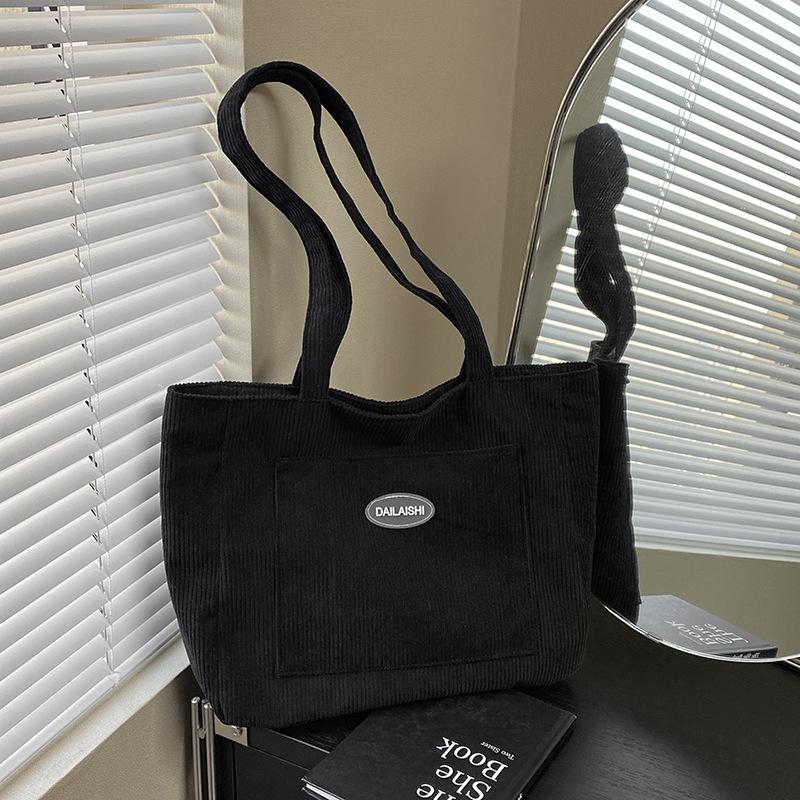 Retro einfache Cord große Kapazität Tragetasche Damen Herbst und Winter neu einzelne Schulter Umhängetasche Unterarm lässige Handtasche