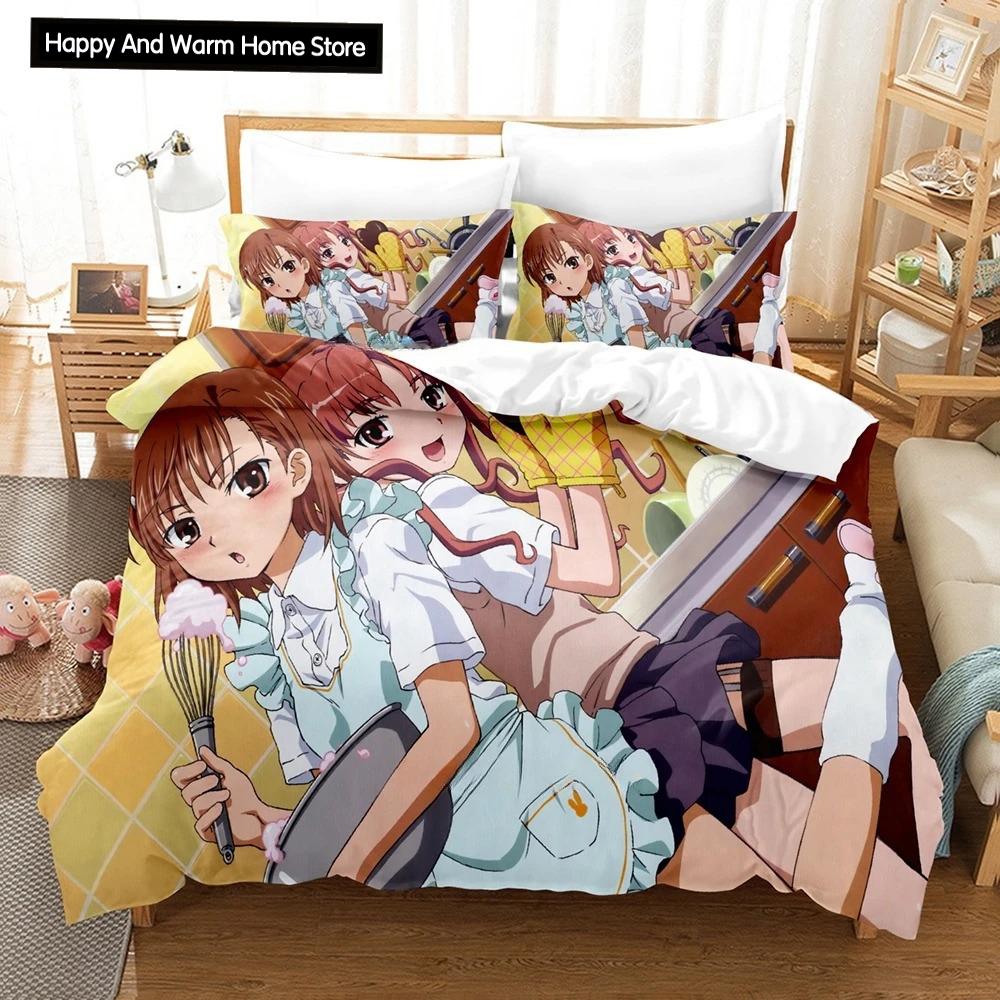 Fashion Anime A Certain Scientific Accelerator Bedding Set Single Twin Full Queen King Size Bed Set Adult Boy Bedroom Duvetcover