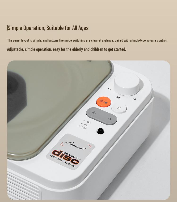 Retro Multifunctional CD Player with Two-way Bluetooth and High Fidelity Sound