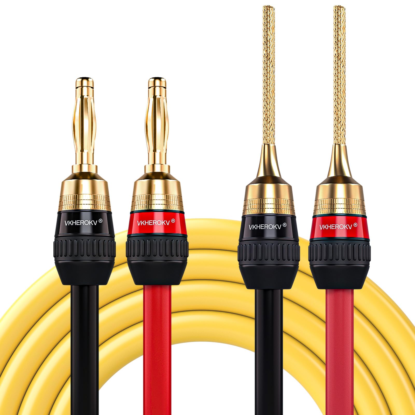

Mukjipa 10AWG x 2Conductor Audio Cable 5N OFC Pure Copper Speaker 24k Gold Plated Pure Copper Plug YM-2C (Gauge) (99.999%) Oxygen-Free Cable, YM-2C