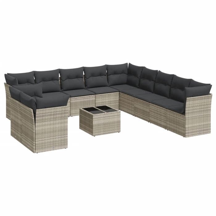 VidaXL Salon de Jardin avec Coussins 10 pcs, Canapés de Patio, Ensemble de Meubles, Mobilier de Terrasse Extérieur, Beige 3225512