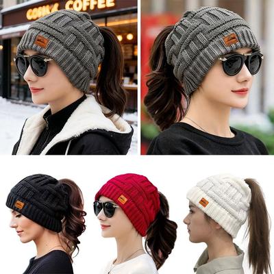 Warm Ponytail Winter Hats Crochet Skullies Fashion Beanies Hat  Ladies'