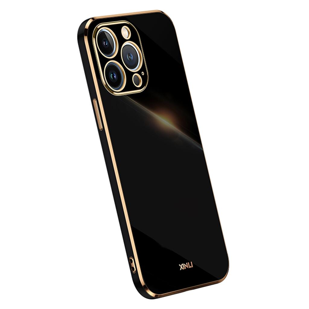 XINLI For iPhone 15 Pro Max Electroplating Gold Edge Cover Anti-drop TPU Phone Case