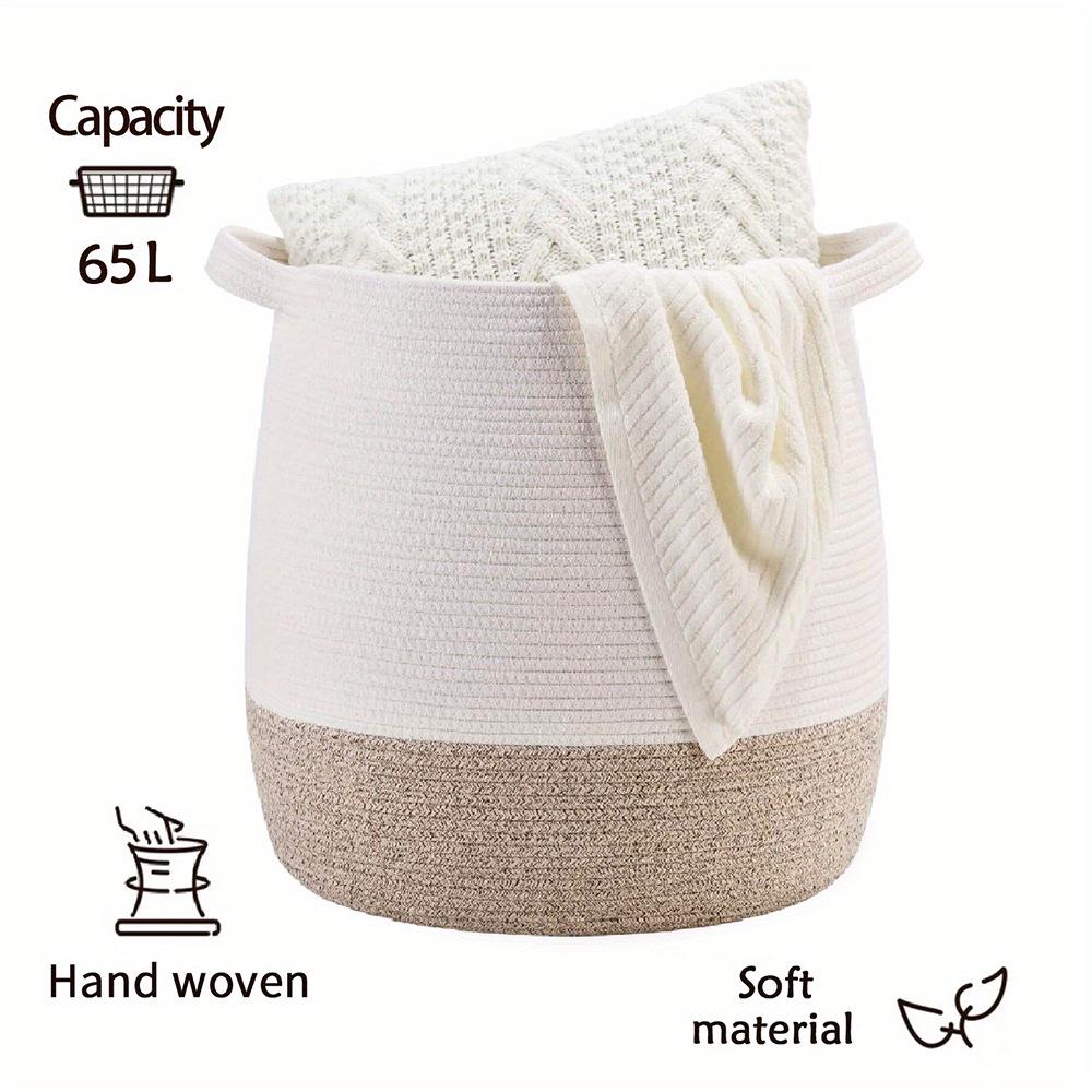 Cotton Rope Woven Basket for Laundry, Toys, and Storage with Handles