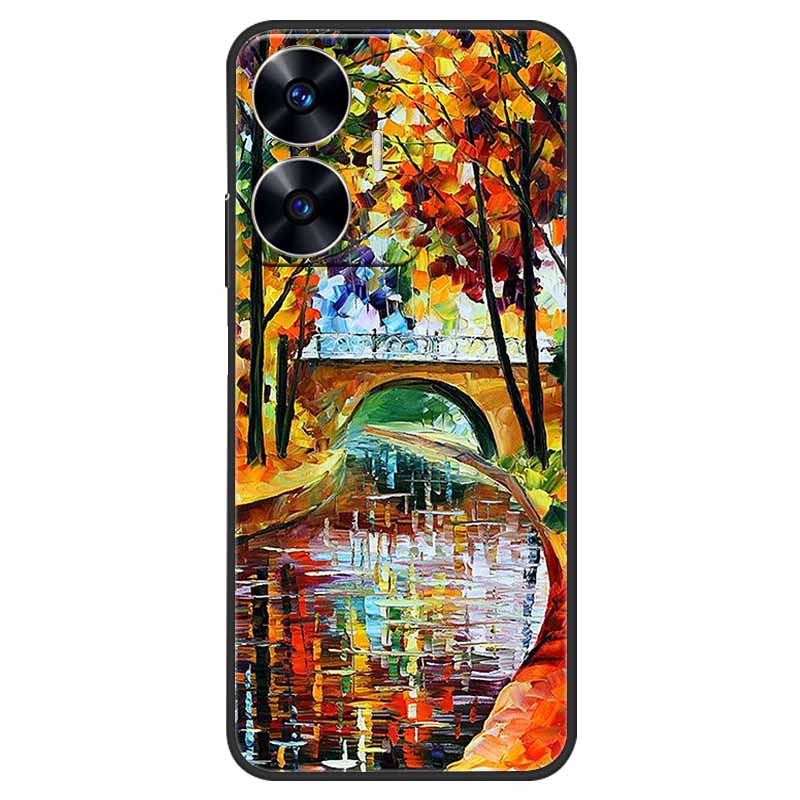 Phone Cover For Realme C55 Case Black Silicone Fundas For Realme C55 RMX3710 TPU Soft Back Coque Star Painted on RealmeC55 C 55