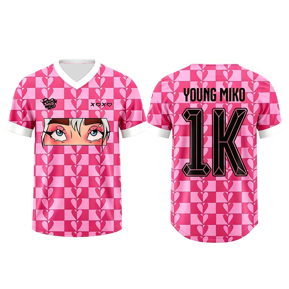 

Young Miko Late Checkout Jersey Short Sleeve V-neck Summer T-shirt Loose Design Graphic 3D Print Tshirts Men Women Tees Merch Band T-shirt summer Tops XXS розовый