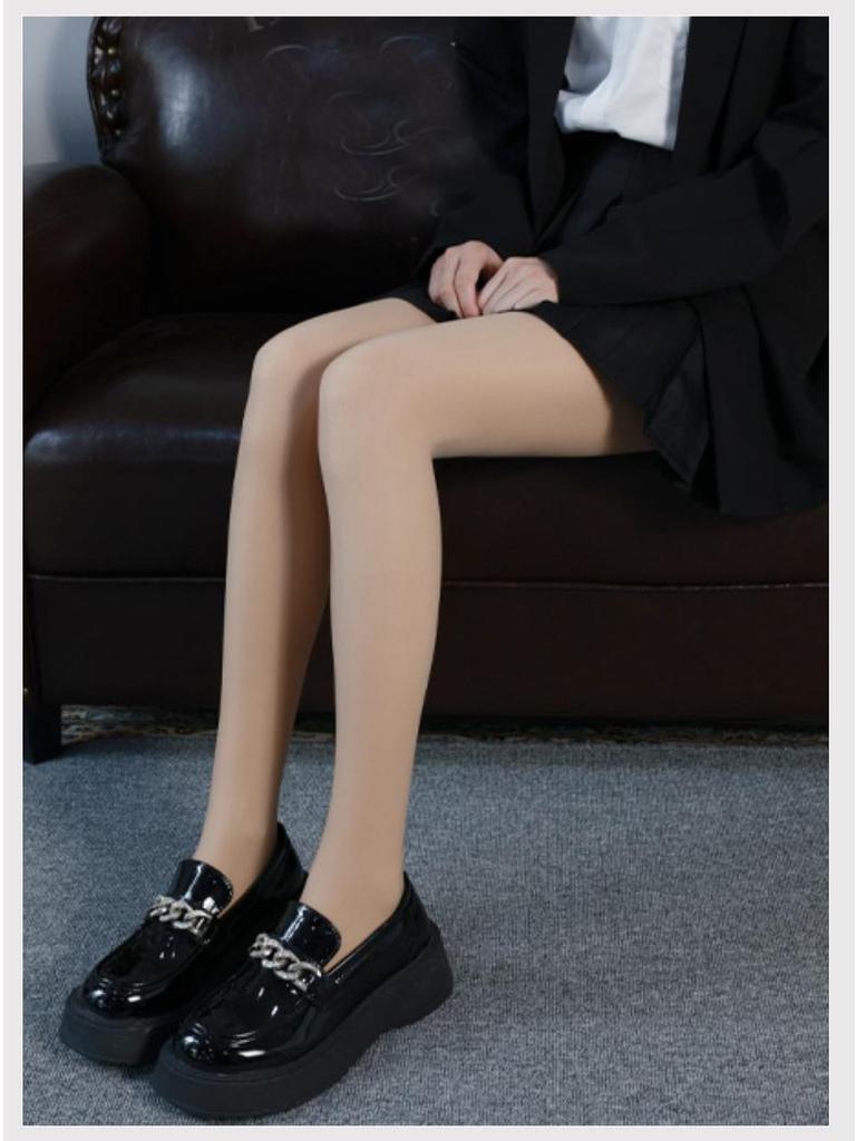 Orange Photosensitive Double Layer Nude Stockings - Spring & Autumn Flesh-Colored Pantyhose for Women