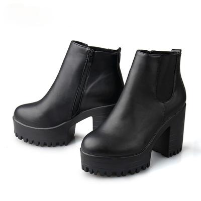Botas Kadın Moda Kadın Botları Kare Topuk Platformlar Ayakkabı Kadın PU Deri Uyluk Yüksek Topuklu Pompa Botları Motosiklet Ayakkabıları