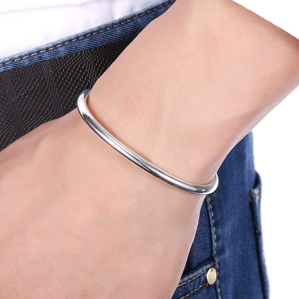 Denchy 925 Silver Bangle Bracelet, Fashion Jewelry Simple Cuff Bangles for Women Mom Wife Valentine Mothers Day Gift